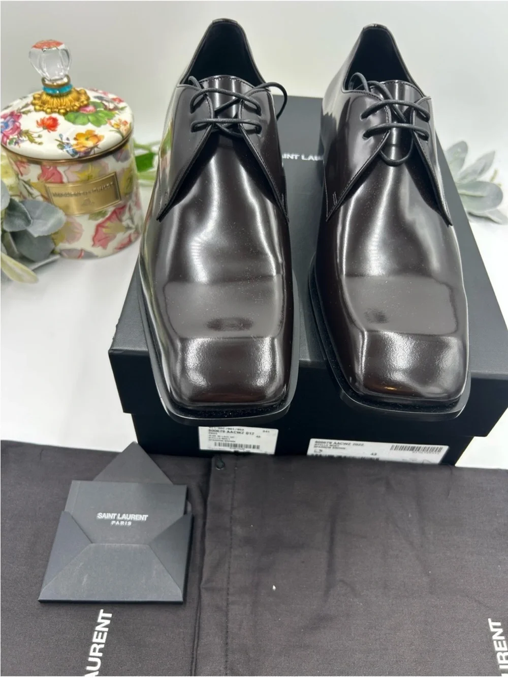 Men’s St. Laurent JEAN leather Derby shoes size 43 made in Italy